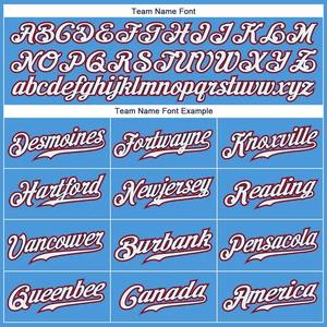 Maillot de baseball personnalisé authentique bleu poudré, blanc et rouge, brodé, uniforme sportif d'équipe personnalisé, polyester respirant - Product Image 4