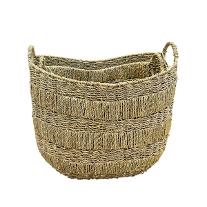 Hand Woven Eco-Friendly Seagrass Storage <b>Basket</b> with Handle and <b>for</b> Clothing in Vietnam - Product Image 3