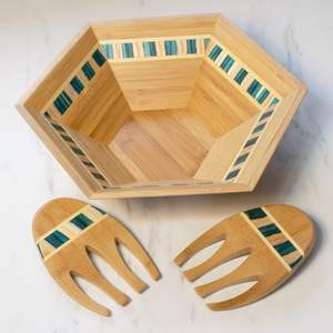 Bols à salade en bambou de haute qualité avec poignées intégrées – Collection en gros de bols multicolores écologiques pour desserts et céréales - Product Image 2