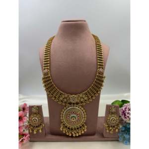 Gunika Premium Traditional <b>Gold</b>-Plated Bridal Long Necklace <b>Set</b> for Festivals - Product Image 1