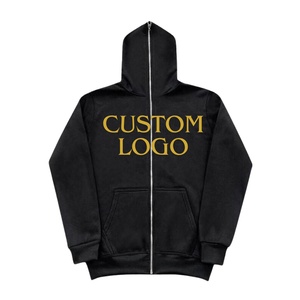 Sweat à capuche uni à fermeture éclair complète vintage avec logo imprimé sur mesure en gros Sweats à capuche vierges de haute qualité pour hommes 2025 - Product Image 1