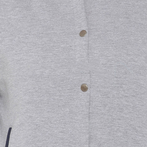 Chaqueta Varsity Gris y Azul Marino para Mujer, Estilo Casual, con Bloques de Color, Cierre de Botones, Tejida en Poliéster y Algodón, para Primavera - Product Image 6
