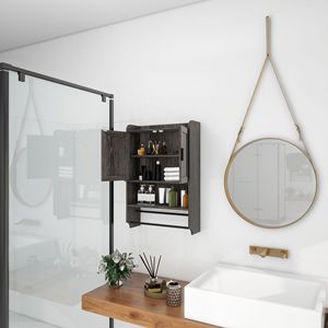 Armadietto da Bagno a Parete con Ripiani Regolabili e Ante, Mobile per Toilette e Medicinali, Arredamento Bagno - Product Image 5