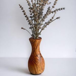 Vase artisanal en bois d'olivier, décoratif, grain naturel, décoration intérieure rustique, moderne, minimaliste, centre de table, idée cadeau - Product Image 4