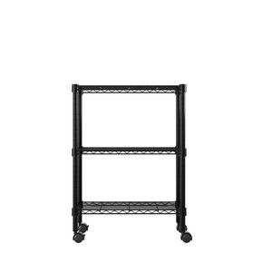 "3 Layer <b>Plastic</b> Coated Iron Shelving Unit with 1.5" <b>Plastic</b> <b>Wheels</b> 350x600x850mm Black" - Product Image 4