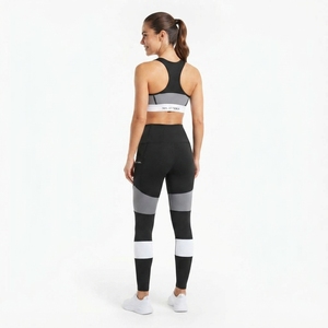 Ensemble de sport deux pièces pour femme : soutien-gorge de sport color block noir et gris et leggings taille haute pour fitness et entraînement - Product Image 6