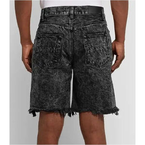 Wholesale Customized <b>Jeans</b> Shorts Vintage Mid Waist Distressed Faded Acid Wash Rhinestone Jorts Denim Shorts - Product Image 2