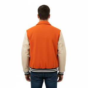 Chaqueta Varsity de Lona Transpirable 100% Lana Hecha a Medida al por Mayor para Hombre, con Logotipo Personalizado Impreso, Estilo Urbano, Bicolor, Impermeable y con Capucha - Product Image 6
