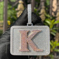 Colgante de letra de moissanita de dos tonos estilo Hip Hop colgante de diamante de plata 925 colgante de letra "K" chapado en oro rosa para hombres y mujeres