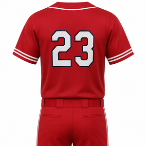 Uniforme de Béisbol Rojo Unisex, Conjunto de Camiseta y Pantalones Cortos, Número 23 Bordado, Transpirable, Corte Regular, Verano Otoño, Adulto - Product Image 2