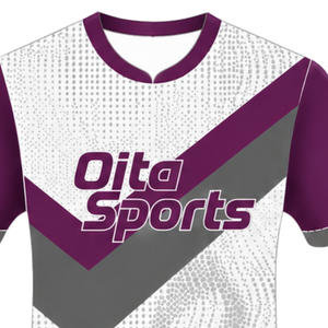 Camiseta de Rugby de Manga Corta Color Borgoña, Blanco y Gris, Cuello Redondo, Diseño Gráfico, Ropa Deportiva de Alto Rendimiento, para Entrenamiento y Partidos - Product Image 3