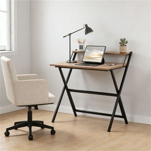 Walnut Wood Folding Computer <b>Desk</b> for Small Spaces Home Office <b>Foldable</b> <b>Desk</b> - Product Image 1