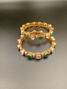 Bracelet de fiançailles classique pour femme AMAIRA JEWELS en argent plaqué or avec cristaux verts sertis de strass, cadeau - Product Image 2