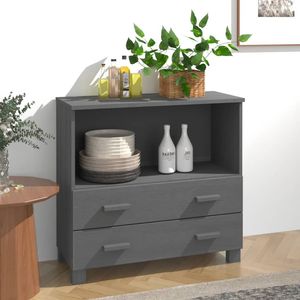 Credenza media in legno massello di pino grigio scuro - Product Image 1