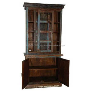 Armoire à portes industrielles en bois de manguier avec finition dégradée, meuble de salle à manger avec porte en verre SILDIN, meilleure vente, 2025 - Product Image 3