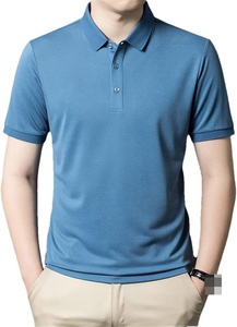 Polo de golf décontracté pour homme à manches courtes 100% coton anti-froissement avec logo brodé sur le devant motif uni - Product Image 2