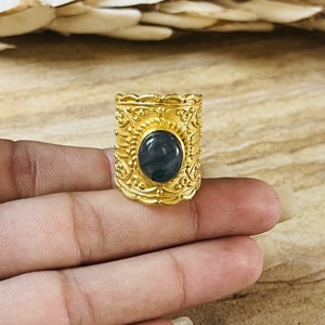 High Demand Brass Labradorite <b>Ring</b> 18k <b>Gold</b> Plated Ornate Vintage <b>Ring</b> Chunky Boho <b>Cocktail</b> Wholesale Statement <b>Ring</b> For Women - Product Image 6