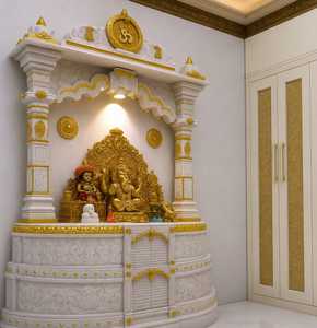 New Vision Luxury Handcrafted Handmade White Marble <b>Mandir</b> Home Traditional Carving Custom Design Premium Pooja Temple - Product Image 1