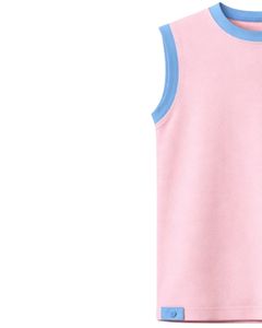 Ensemble décontracté d'été pour homme : débardeur rose sans manches et short en coton avec bordure bleu ciel et cordon de serrage – Ensemble deux pièces - Product Image 3