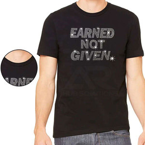 T-shirt en coton 100% avec strass, style tendance, vêtements de mode haut de gamme, design de logo personnalisé, prix de gros d'usine - Product Image 3