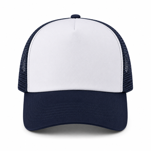 OEM Blank Trucker <b>Hat</b> Custom Solid Color Baseball Cap Polyester Foam Mesh Back Adjustable Snapback Sports Headwear 6-Panel - Product Image 4
