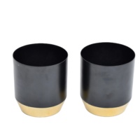 Set Pot Tanaman Besi Gaya Farmhouse Mewah Warna Emas 2 Buah |   Pot Bunga Ramah Lingkungan, Ringan, dan Tahan Lama untuk Dalam Ruangan |   Dekorasi Rumah Taman |   Logo Kustom