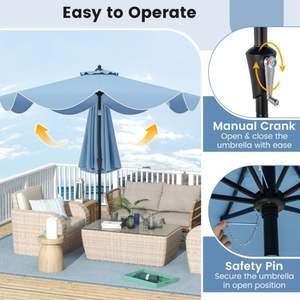 Ombrello da giardino con maniglia a manovella da 9 piedi per giardino esterno e piscina, ombrelloni e basi resistenti alle intemperie - Product Image 4