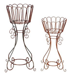 Soporte de metal de 2 niveles para plantas, interior/exterior, negro, hierro, soporte para macetas, estante redondo para exhibir plantas, para el hogar, jardín, balcón - Product Image 6