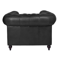 Fauteuil Chesterfield haut de gamme en cuir, une place, accoudoirs roulés, capitonnage artisanal, bois massif, pour appartement, hôtel, extérieur