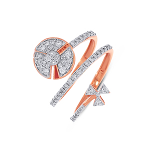 Anillo de Diamantes en Oro Rosa de 18K, Anillo del Amanecer Infinito de Rosa de Terciopelo y Diamante Escarchado, Círculo de Brillo Celestial Rosado - Product Image 1