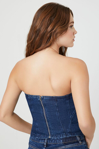 <b>Top</b> Selling <b>Rhinestone</b> Denim Tube <b>Top</b> Premium Quality Low MOQ Customized Design Women Denim Tube <b>Top</b> women's shirt wholesale - Product Image 3