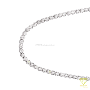 Collar de tenis de plata de ley 925 con diamante de moissanita redondo y diseño entrelazado para joyería de primera calidad al por mayor - Product Image 5