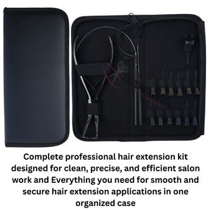 Juego de herramientas para extensiones de cabello negro de salón: Alicates de eliminación de microlink, aplicador de anillas nano, agujas de coser y herramienta de seccionamiento. - Product Image 5