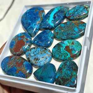 Lot de Cabochons d'Azurite Shattuckite Naturelle Faits à la Main, Mélange de Formes de Pierres Précieuses Minérales en Vrac pour la Bijouterie - Product Image 3