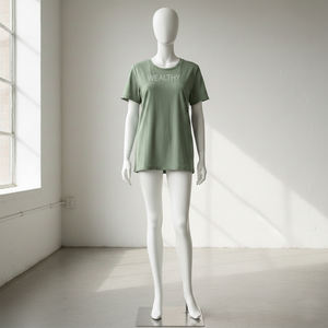 Camiseta Casual de Algodón de Primera Calidad, Manga Corta, Estilo Urbano, Absorbe la Humedad, Corte Clásico, para Mujer, 180 Gramos, Verano, Logotipo Personalizado - Product Image 1