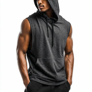 Haut de sport à capuche sans manches pour homme, coupe ajustée, en polaire respirante, pour musculation et fitness, automne - Product Image 3