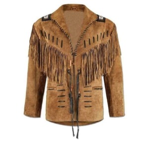 Custom Men Western Fringe Leather <b>Jacket</b> Suede Cowboy Tassel Biker Vintage Rodeo Style Coat - Product Image 6