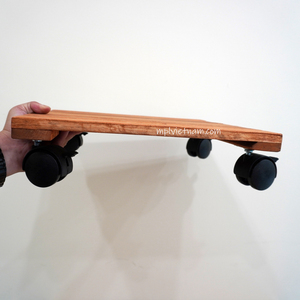 Support de pot à rouler en bois d'acacia naturel pour grandes jardinières avec roues pivotantes, solide et résistant aux intempéries - Product Image 4