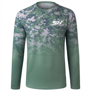 Camisa de Pesca de Manga Larga, Ligera, de Secado Rápido, Protección Solar, para Actividades al Aire Libre, 100% Poliéster, Color Sólido - Product Image 1