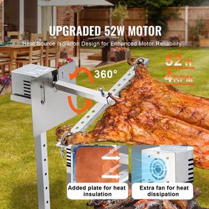Kit Girarrosto Elettrico per Barbecue da 46 Pollici, Capacità 60 kg, Motore Automatico 52W, Supporto Universale Regolabile in Altezza - Product Image 2