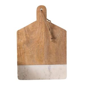 Planche de préparation alimentaire moderne en marbre et bois pour couper le pain, servir le fromage et décorer le comptoir - Product Image 2