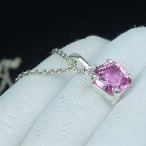 Pendentif en Kunzite rose taille coussin, pierre de naissance de février, en argent sterling 925, bijoux faits main vintage bohème - Product Image 6