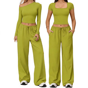 Ensemble de yoga côtelé sans couture personnalisé pour femme, tenue de fitness deux pièces, leggings taille haute, soutien-gorge de sport, vêtements de gym, tenue de sport, OEM - Product Image 2