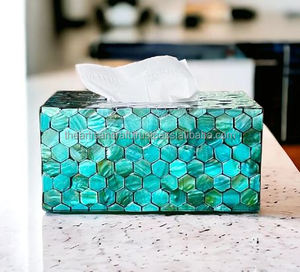 ที่ใส่ผ้าเช็ดปากและกล่องกระดาษทิชชูทำจากเรซินรูปทรงสี่เหลี่ยมผืนผ้าลายดอกไม้และไข่มุกสุดหรู - Product Image 2