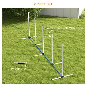 Set di 4 Pezzi Bianco per Addestramento Agility Cani con Pali Impermeabili, Tubo Spruzzatore d'Acqua, Fischietto e Borsa per il Trasporto per l'Addestramento degli Animali Domestici - Product Image 4