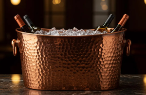 Enfriador de Vino de Cobre Antiguo, Bañera para Bebidas de 12L de Capacidad, Diseño Vintage Martillado, Soporte para Botellas de Champán para Fiestas - Product Image 6