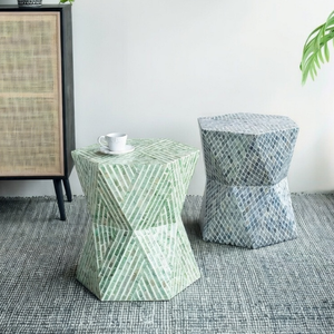 Mesa de Centro Redonda con Incrustaciones de Madreperla y Diseño Floral Elegante, Mueble Premium - Product Image 1