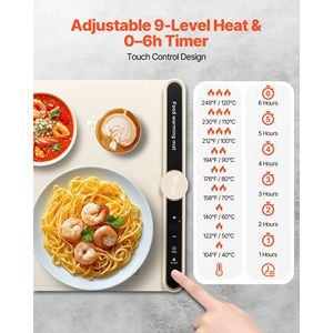 Electric <b>Food</b> Warming Tray 9 Adjustable Temperature Settings <b>Portable</b> Silicone Rollable Buffet <b>Warmer</b> Auto Shut-Off Child Lock - Product Image 3