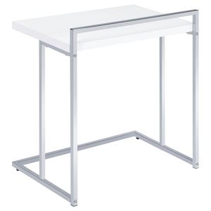 White High Gloss Rectangular Top <b>Coffee</b> <b>Table</b> with Stylish Metal <b>Legs</b> Snack <b>Table</b> - Product Image 3