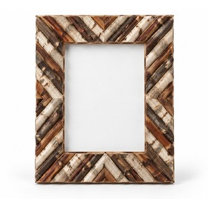 Cadre photo en mosaïque de brindilles de bouleau et de cerisier fait main, vente en gros |   Décoration rustique pour la maison - Product Image 1
